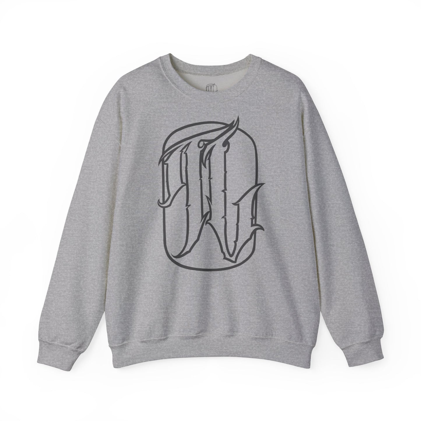 sport grey sweatshirt with a text design on the front, front