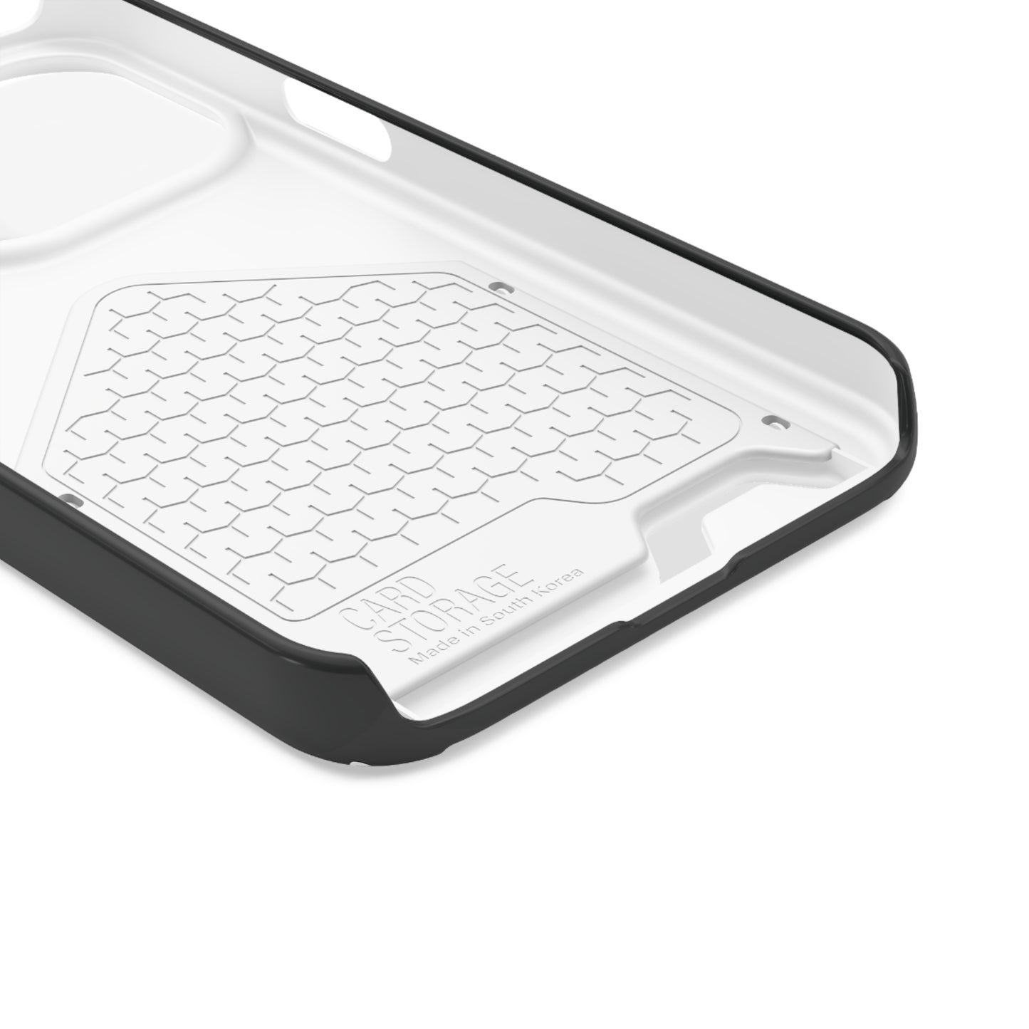 Phone case with textured design on a white background, inside
