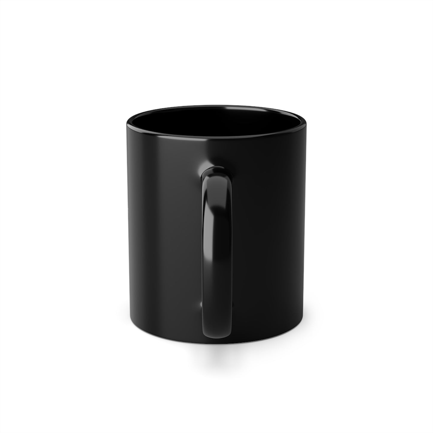 Black mug on a white background, back